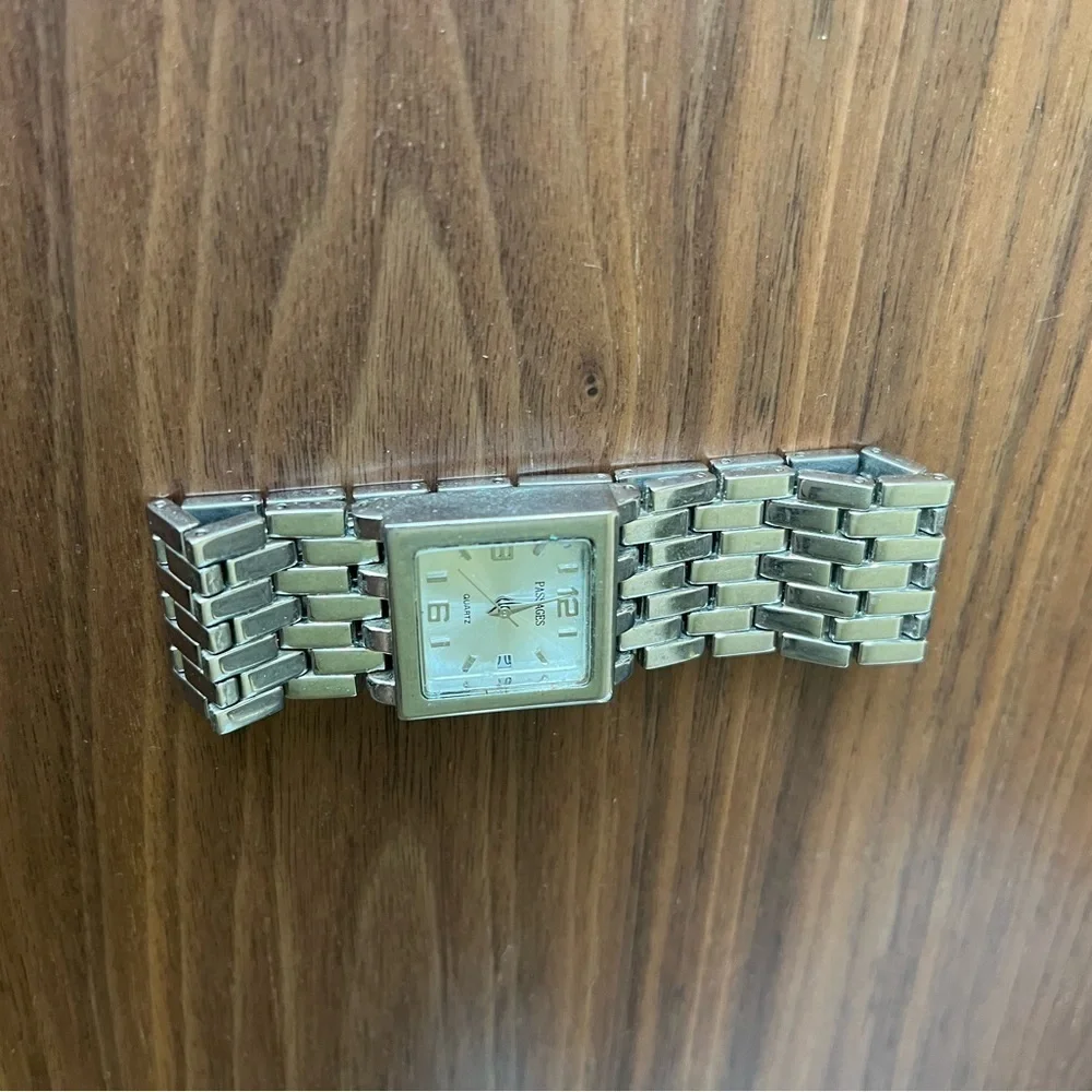 Vintage 90s y2k Passages CHUNKY wide Silver and Gold Square Face Watch